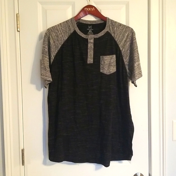 George Short Sleeve Henley, XL, Black/Gray - Picture 1 of 4